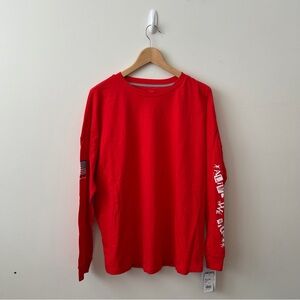 Volcom Large Long Sleeve Tee Red US Snowboard Team Activewear